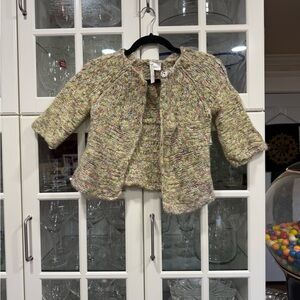 Source Unknown Multicolor Tweed Knit Short Cardigan - Pastel Green Blend